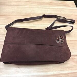 Di Sandro Burgundy Suede Shoulder Bag Made in Italy Vintage Embellished Flap
